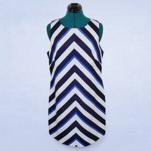 Vince Camuto Blue and Black Chevron Striped Dress - Size 14